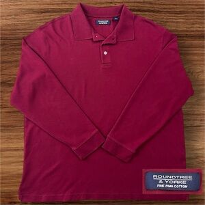 Roundtree & Yorke Men’s Long Sleeve Collar Shirt. Size XL Wine Color